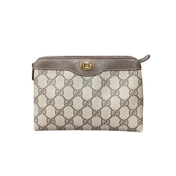 Vintage Gucci Cosmetic Pouch Women’s One Size GG Monogram Brown - Picture 1 of 7